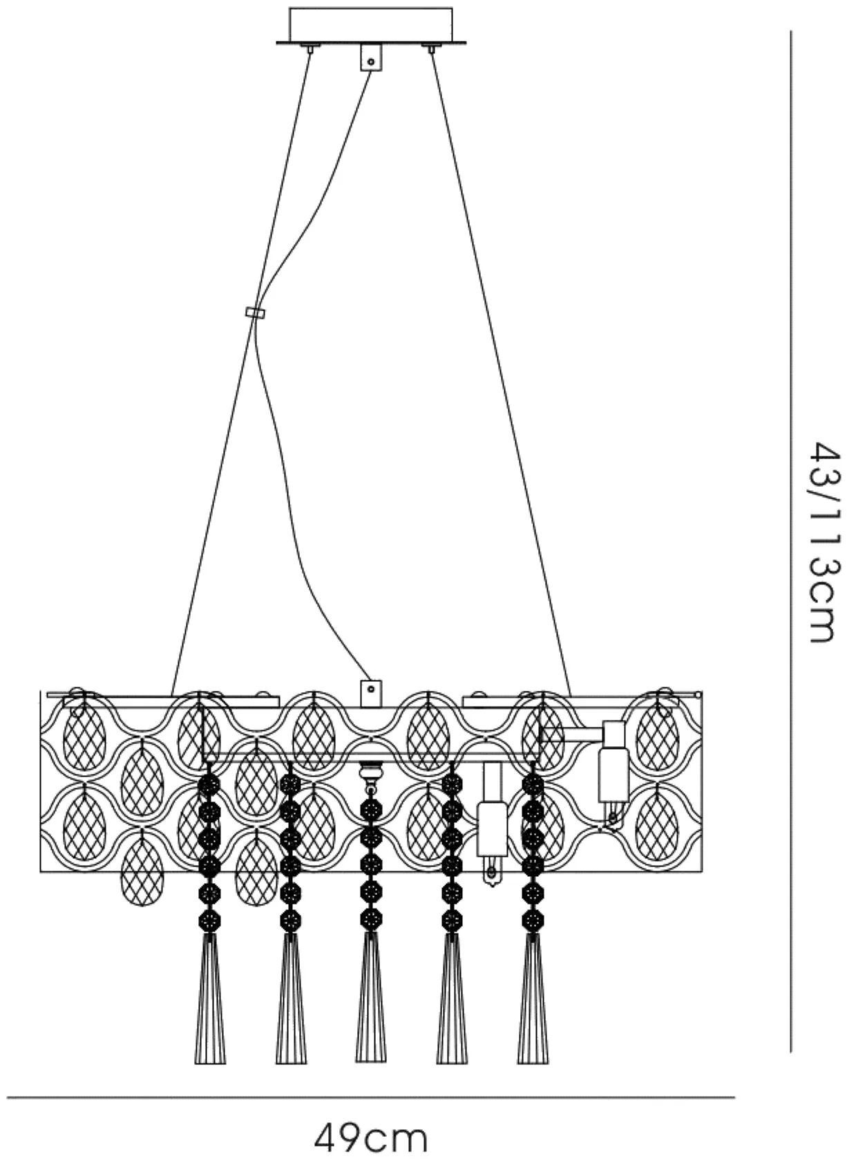 Kenzie Crystal Ceiling Lights Diyas Ringed & Square Crystal Fittings